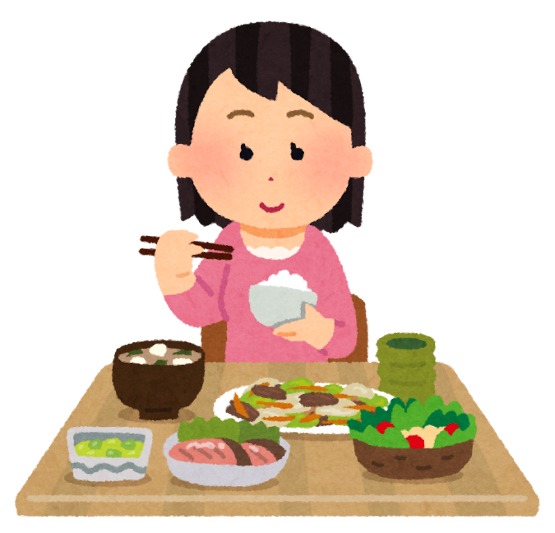 食事をする女性のイラスト